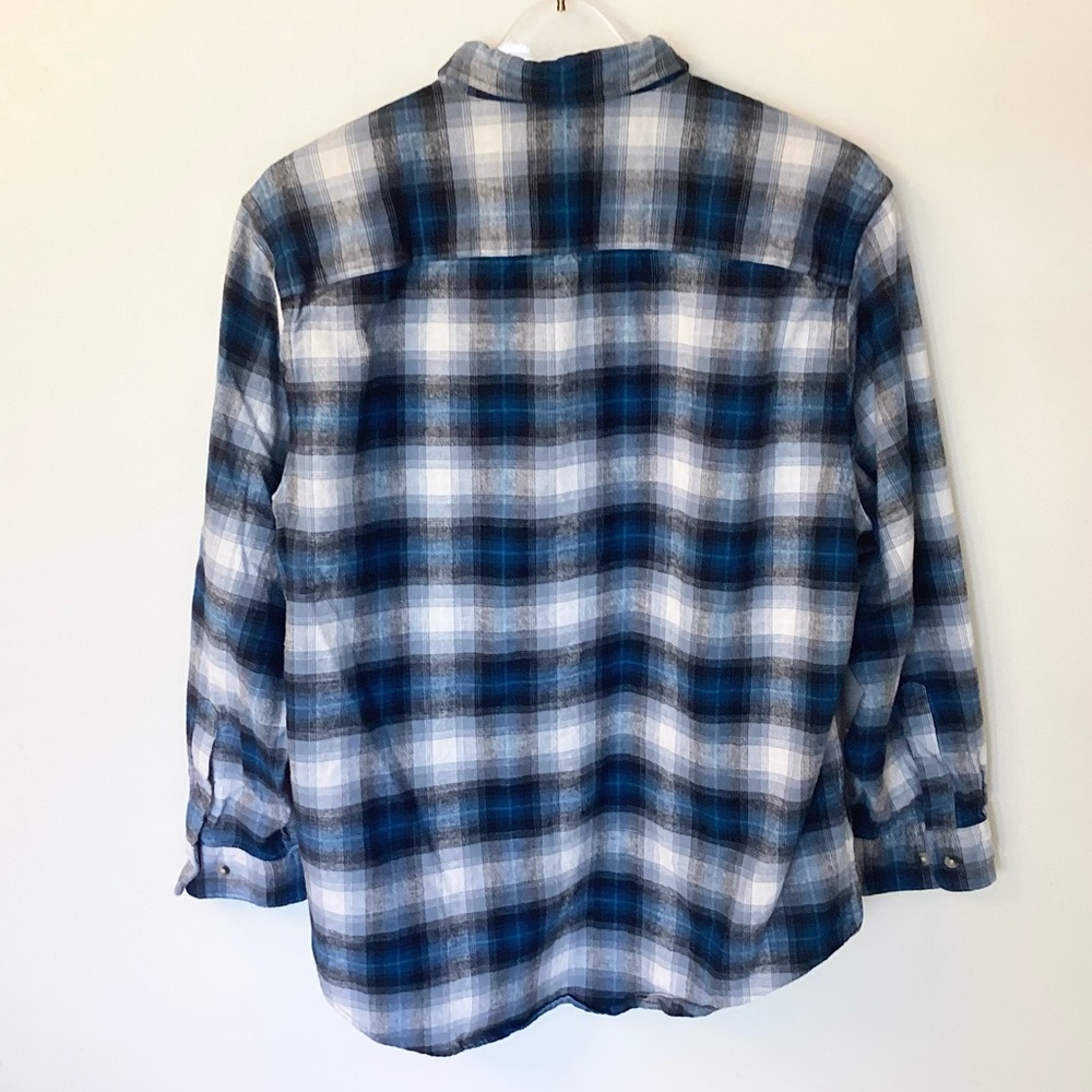 Pendleton Mason Long Sleeve Plaid Button Down Flannel Shirt - Blue - L - Picture 4 of 6